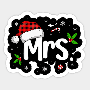 Mr and Mrs Claus Couples Christmas Pajamas Santa Family Xmas Sticker